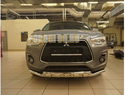 Защита переднего бампера с декором d60/42 для Mitsubishi ASX 2013-2017