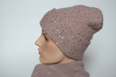 Розовая женская шапка с отворотом и шарф для женщин италия Визио