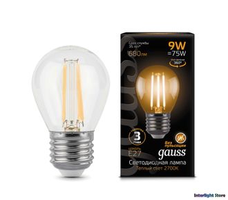 Gauss LED Filament Globe P75 9w 827/840 E27