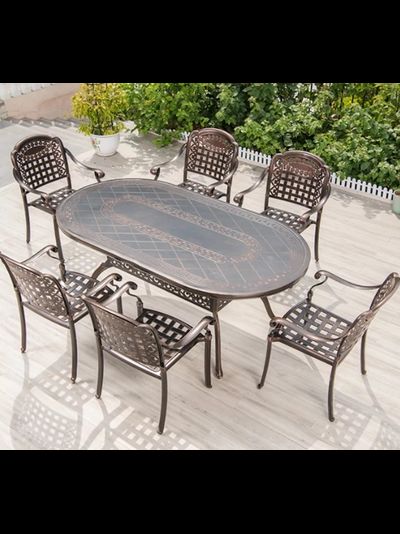 Обеденная группа для сада из литого алюминия Stockholm 6