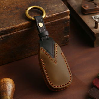 Коричневый чехол для смарт ключа Ford focus 3, Mondeo 4, Kuga (кожа)