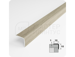 Алюминиевый отделочный уголок Лука УО 10х10мм. клен беленый