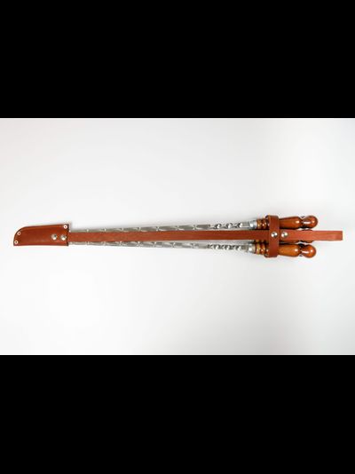 Подарочный набор 6 шампуров в кожаном  получехле