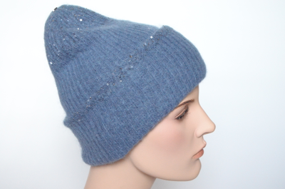 Визио 6939 итальянская женская шапка с отворотом голубая фото