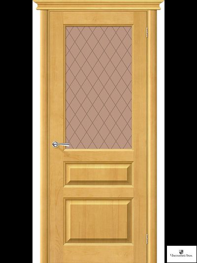 Дверь межкомнатная массив М5 Медовый Т-04/стекло Кристалл