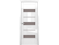 Глянцевая дверь Прага с бронзовыми стеклами