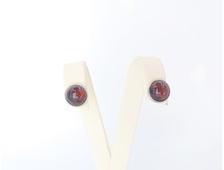 Серьги-гвоздики с винным янтарем