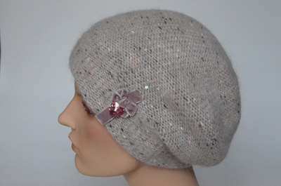 Лиловый меланжевый берет и шарф Vizio Италия 6926