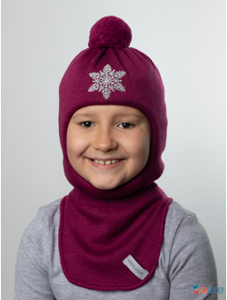 Шапка-шлем 23101-04 с утеплителем, хб подклад, рубиновый 52-54