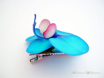 Зажим с орхидеей "Синяя бездна-2".