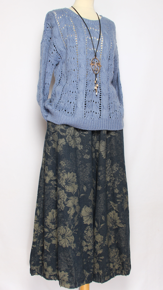 ДЖЕМПЕР "АЖУРНЫЙ" джинс, бирюзовыйр.44-48