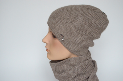 Женская шапка из альпака и шелка Vizio Италия 9015 CL бежевая