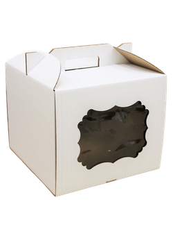 Коробка для торта с ручками с/о (белая, Т22В), 300*300*250мм