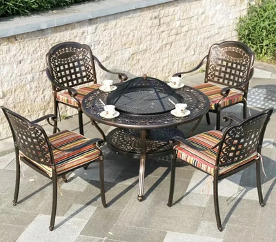 Комплект мебели из литого алюминия Vesuvius с мангалом