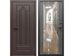 Дверь входная Модена Зеркало темный бетон