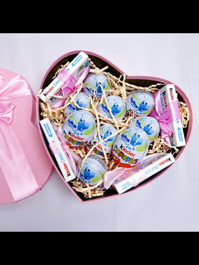 Подарочная коробка большое сердце розовое