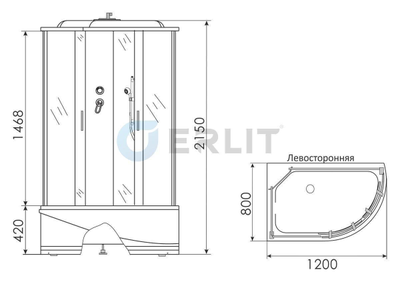 Душевая кабина ERLIT ER3512TPL-C4-RUS 120х80