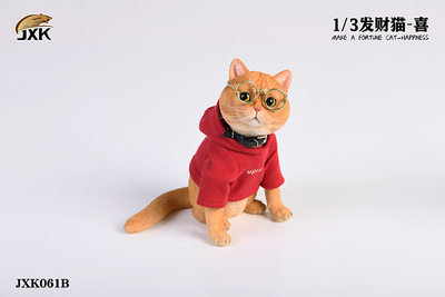 Котик в свитере и очках (рыжий) - Коллекционная ФИГУРКА 1/3 scale American Shorthair B (JXK061B) - JXK