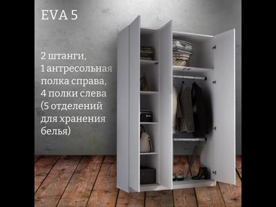 Шкаф распашной "Eva 5" (Ева) 1200 2 штанги и полки (Микс)