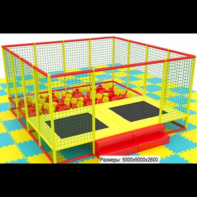 Спортивный батут 2-х секционный с поролоновой ямой