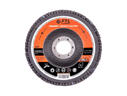 Круг лепестковый с керамическим абразивом для шлифования по нержавеющей стали FTL Everest 27 125 х 22,2 мм P40, Ferrline, 8683