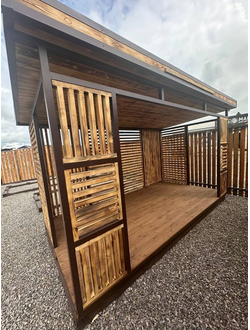 Беседка 2м*4м (металлический каркас, крыша 1 скат, обожженный брусок)