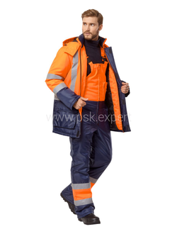 Костюм ТРАССА-ЗИМА с п/к, цв. оранжевый/синий, тк. Оксфорд