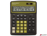 Калькулятор настольный BRAUBERG EXTRA-12-BKOL (206×155 мм), 12 разрядов, двойное питание, ЧЕРНО-ОЛИВКОВЫЙ. 250471