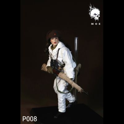 Советская женщина-снайпер в зимней экипировке  - Коллекционная ФИГУРКА 1/6 scale  Female sniper with snow camouflage in the Soviet Union (P008) - MOETOYS