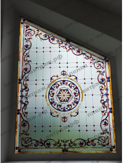 Витражная пленка, витражная пленка самоклеющаяся, пленочный витраж с классическим рисунком