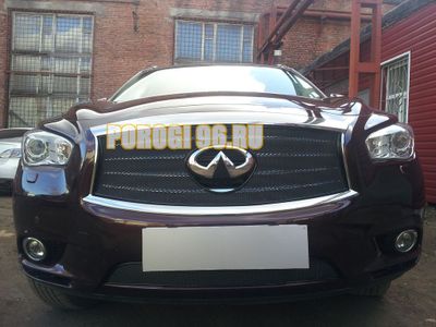 Защита радиатора Infiniti JX35 2012-2014/QX60 (2014-2016) black верх PREMIUM