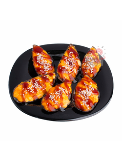 Запеченные мидии под фирменным спайси соусом (6 шт)