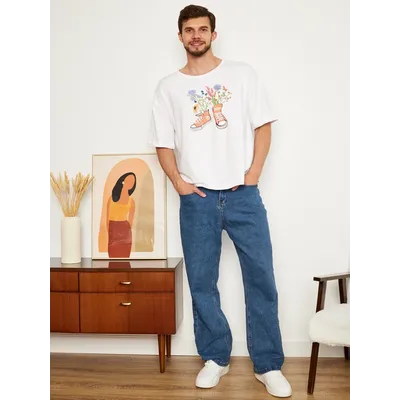 МУЖСКАЯ ФУТБОЛКА БЕЛЫЙ "ЦВЕТОЧНЫЕ КЕДЫ"