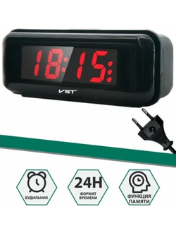 Сетевые часы VST-738 красный
