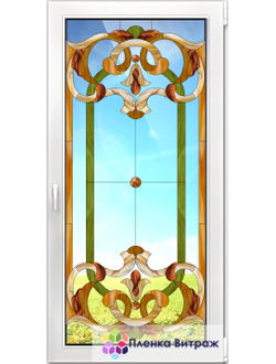 Витражная пленка, витражная пленка самоклеющаяся,пленочный витраж с классическим рисунком прозрачная
