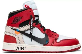 Nike Air Jordan Retro 1 High Og x Off-White Красные с черным