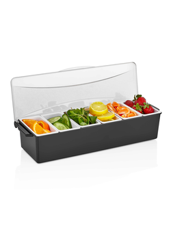 Контейнер для фруктов, специй и соусов 6 отд. по 0,4 л черный, пластик. /1/