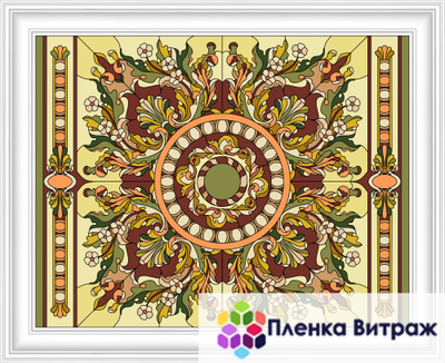 Пленка самоклеющаяся на потолок , витражная пленка, пленочный витраж с классическим рисунком