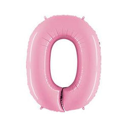 Воздушный шар фольгированный "ЦИФРА 0. Розовый" 102 см.