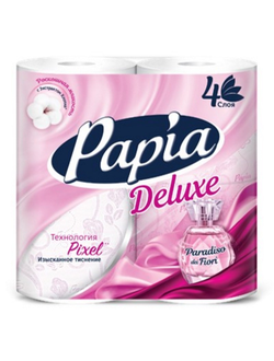 Бумага туалетная Papia DELUXE Парадизо4сл бел 100%ц втул 16,8м 140л 8рул/уп