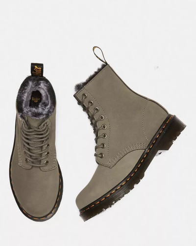 Ботинки Dr Martens 1460 Serena Faux Fur Lined Nubuck Grey