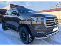 Защита переднего бампера двойная с перемычками ПапаТюнинг для Great Wall Poer 2021-