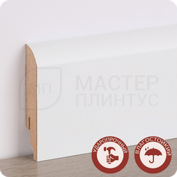Белый МДФ плинтус по покраску TeckWood Титан прямой 70 мм.