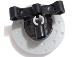 Technic, Steering Axle with 2 Pin Holes and 2 Arms with Axle Holes without Slots Reinforced with Light Bluish Gray Brake Rotor 3 Pin Holes Round 65766 / 35189, Black (65766c03)