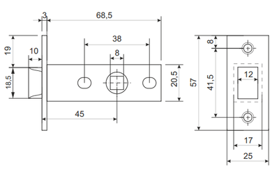 Защелка AVERS 5400-P-AB бронза (кв.8мм.)  [36563]