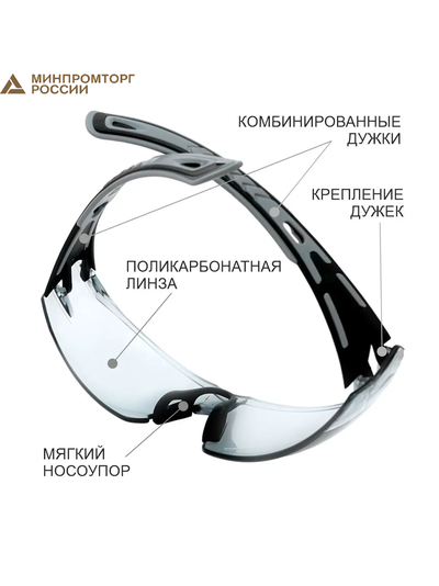 Очки КОМПАНЬОН (прозрачные/желтые/дымчатые) открытые с покрытием, ОЧК701KN