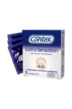 Презервативы Contex №3 3 Extra Sensation  с крупными точками и рёбрами