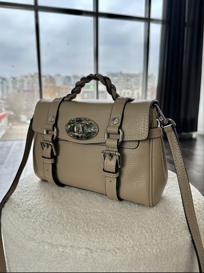 Женская маленькая сумка сэтчел из натуральной кожи, цвет бежевый, Vera Pelle  Арт.024485