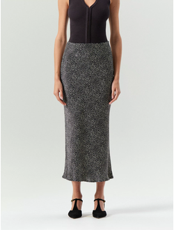 Юбка миди из вискозы (черный в горох)