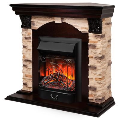 Угловой электрокамин Dublin Rock AO с очагом Majestic